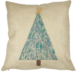Perna Decorativa cu tematica Craciun Brad 3 40x40 cm Husa Detasabila Burduf 