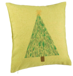 Perna Decorativa cu tematica Craciun Brad 3 40x40 cm Verde Husa Detasabila Burduf 