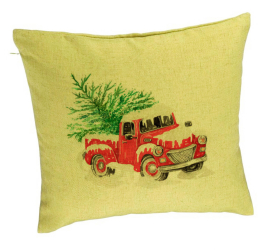 Perna Decorativa cu tematica de Craciun 1 40x40 cm Verde Husa Detasabila Burduf 