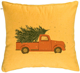 Perna Decorativa cu tematica de Craciun 15 40x40 cm Galben Husa Detasabila Burduf 
