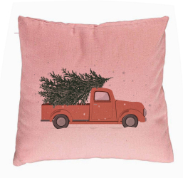Perna Decorativa cu tematica de Craciun 15 40x40 cm Roz Husa Detasabila Burduf 