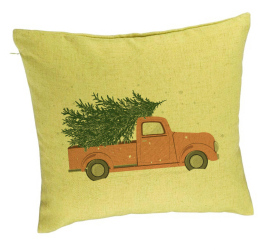 Perna Decorativa cu tematica de Craciun 15 40x40 cm Verde Husa Detasabila Burduf 