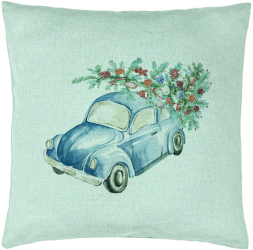 Perna Decorativa cu tematica de Craciun 21 40x40 cm Verde Menta Husa Detasabila Burduf 