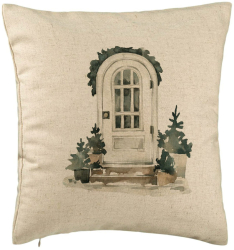 Perna Decorativa cu tematica de Craciun 3 40x40 cm Bej Husa Detasabila Burduf 