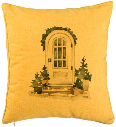 Perna Decorativa cu tematica de Craciun 3 40x40 cm Galben Husa Detasabila Burduf 