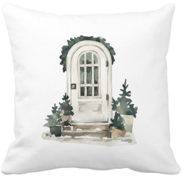 Perna Decorativa cu tematica de Craciun 8 40x40 cm Alba Mata Husa Detasabila Burduf 