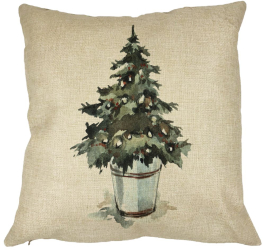 Perna Decorativa cu tematica de Craciun Brad 1 40x40 cm Husa Detasabila Burduf 