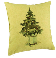 Perna Decorativa cu tematica de Craciun Brad 1 40x40 cm Verde Husa Detasabila Burduf 