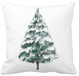 Perna Decorativa cu tematica de Craciun Brad 2 40x40 cm Alba Mata Husa Detasabila Burduf 