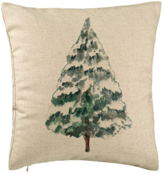 Perna Decorativa cu tematica de Craciun Brad 2 40x40 cm Bej Husa Detasabila Burduf 