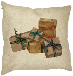 Perna Decorativa cu tematica de Craciun Cadouri 40x40 cm Husa Detasabila Burduf 