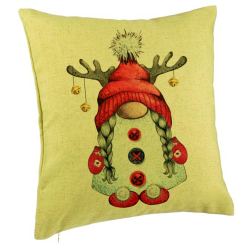 Perna Decorativa cu tematica de Craciun Gnom 2 40x40 cm Verde Husa Detasabila Burduf 