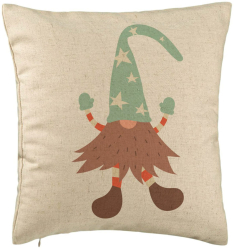 Perna Decorativa cu tematica de Craciun Gnom 3 40x40 cm Bej Husa Detasabila Burduf 