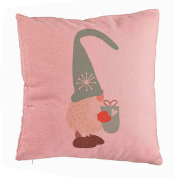 Perna Decorativa cu tematica de Craciun Gnom 4 40x40 cm Roz Husa Detasabila Burduf 