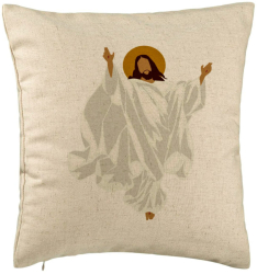 Perna Decorativa cu tematica de Craciun Isus Hristos 40x40 cm Bej Husa Detasabila Burduf 