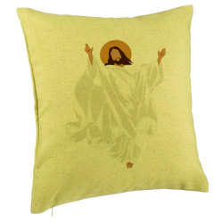 Perna Decorativa cu tematica de Craciun Isus Hristos 40x40 cm Verde Husa Detasabila Burduf 