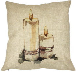 Perna Decorativa cu tematica de Craciun Lumanari 1 40x40 cm Husa Detasabila Burduf 