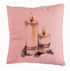 Perna Decorativa cu tematica de Craciun Lumanari 1 40x40 cm Roz Husa Detasabila Burduf 