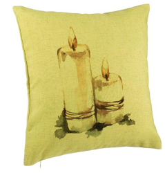 Perna Decorativa cu tematica de Craciun Lumanari 1 40x40 cm Verde Husa Detasabila Burduf 