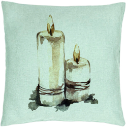 Perna Decorativa cu tematica de Craciun Lumanari 1 40x40 cm Verde Menta Husa Detasabila Burduf 