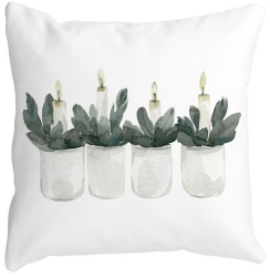 Perna Decorativa cu tematica de Craciun Lumanari 3 40x40 cm Alba Mata Husa Detasabila Burduf 