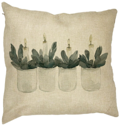Perna Decorativa cu tematica de Craciun Lumanari 3 40x40 cm Husa Detasabila Burduf 