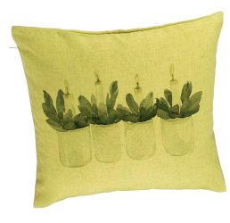 Perna Decorativa cu tematica de Craciun Lumanari 3 40x40 cm Verde Husa Detasabila Burduf 