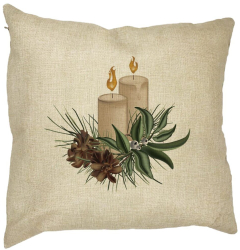 Perna Decorativa cu tematica de Craciun Lumanari 8 40x40 cm Husa Detasabila Burduf 