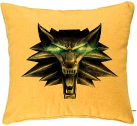 Perna Decorativa cu The Witcher Fans 40x40 cm Galben Husa Detasabila Burduf 