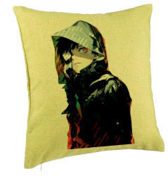 Perna Decorativa cu Tokyo Ghoul Kaneki 40x40 cm Verde Husa Detasabila Burduf 