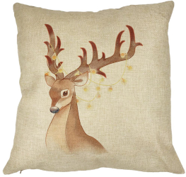 Perna Decorativa de Craciun cu Ren 1 40x40 cm Husa Detasabila Burduf 