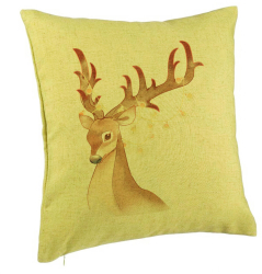 Perna Decorativa de Craciun cu Ren 1 40x40 cm Verde Husa Detasabila Burduf