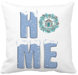 Perna Decorativa de Craciun HOME 40x40 cm Alba Mata Husa Detasabila Burduf 
