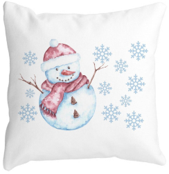 Perna Decorativa de Craciun Om de Zapada 1 40x40 cm Alba Mata Husa Detasabila Burduf 