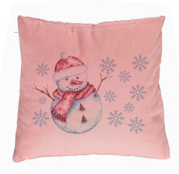 Perna Decorativa de Craciun Om de Zapada 1 40x40 cm Roz Husa Detasabila Burduf 
