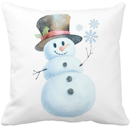 Perna Decorativa de Craciun Om de Zapada 2 40x40 cm Alba Mata Husa Detasabila Burduf 