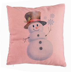 Perna Decorativa de Craciun Om de Zapada 2 40x40 cm Roz Husa Detasabila Burduf 