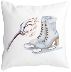 Perna Decorativa de Craciun Patine gheata 1 40x40 cm Alba Mata Husa Detasabila Burduf 