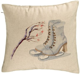 Perna Decorativa de Craciun Patine gheata 1 40x40 cm Bej Husa Detasabila Burduf 