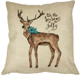Perna Decorativa de Craciun Ren si text 3 40x40 cm Husa Detasabila Burduf 