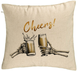 Perna Decorativa de Halloween si Text Cheers 40x40 cm Bej Husa Detasabila Burduf 