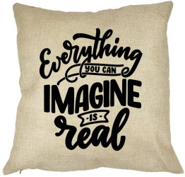 Perna Decorativa Everything You can Imagine is Real 40x40 cm Husa Detasabila Burduf 