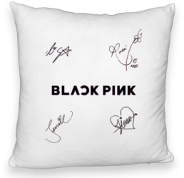 Perna Decorativa Fluffy BlackPink cu Semnaturi Model 2 40x40 cm Husa Detasabila Burduf 