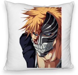 Perna Decorativa Fluffy cu Bleach Hollow Ichigo 40x40 cm Alba Husa Detasabila Burduf 