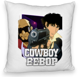 Perna Decorativa Fluffy cu Cowboy Bebop 3 40x40 cm Alba Husa Detasabila Burduf 