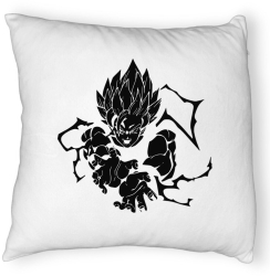 Perna Decorativa Fluffy cu Dragonball Goku Black 40x40 cm Alba Husa Detasabila Burduf 