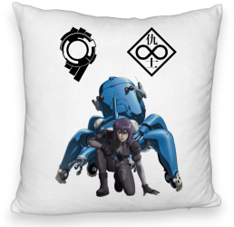 Perna Decorativa Fluffy cu Ghost in the Shell 40x40 cm Alba Husa Detasabila Burduf 