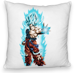 Perna Decorativa Fluffy cu Goku Vegeta Super Saiya Saiyan Dragon Ball 40x40 cm Alba Husa Detasabila Burduf 