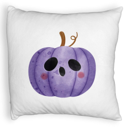 Perna Decorativa Fluffy cu motiv de Halloween 10 40x40 cm Alba Husa Detasabila Burduf 