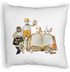 Perna Decorativa Fluffy cu motiv de Halloween 11 40x40 cm Alba Husa Detasabila Burduf 